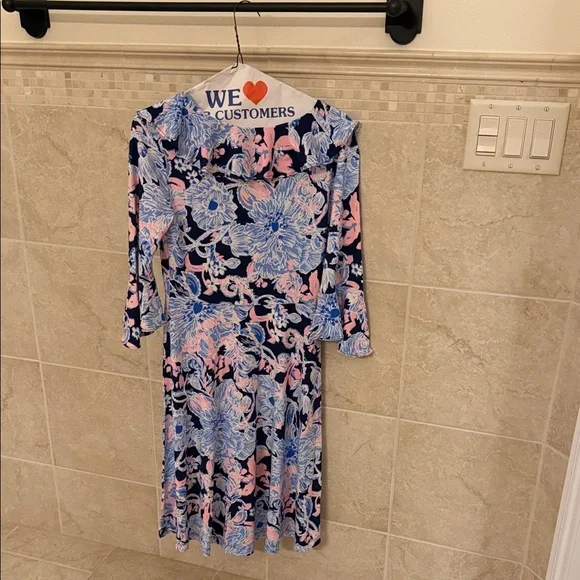 Lilly Pulitzer Blue and Pink Long Sleeve Dress - Picture 2 of 3